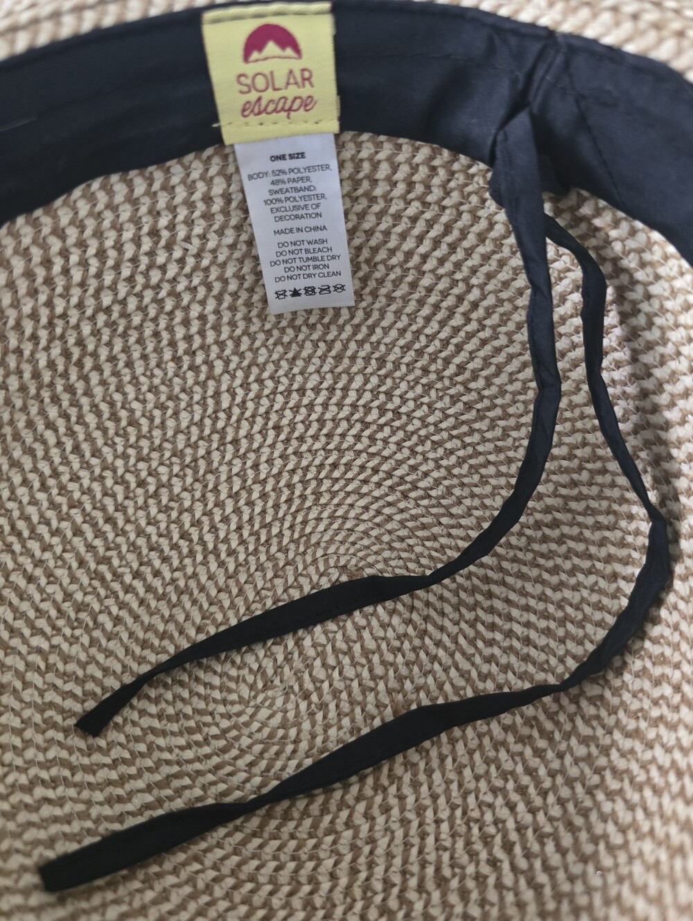 Packable Natural Straw Sun Hat with Dark Trim - Picture 7 of 10
